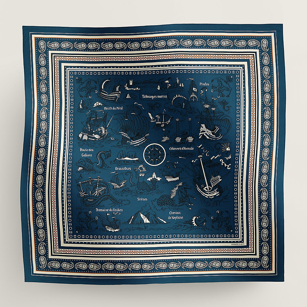 カレジェアン 《船乗りのタトゥー・バンダナ》 - ブルー | Hermès